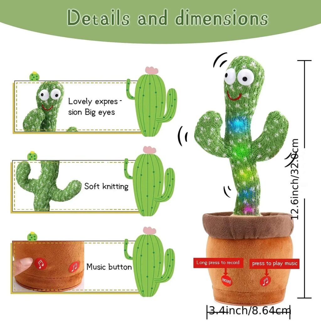 dancing talking cactus details and dimensions