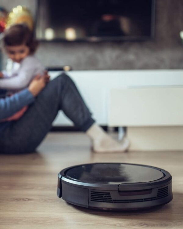 robot vacuum cleaner cleaning the floor