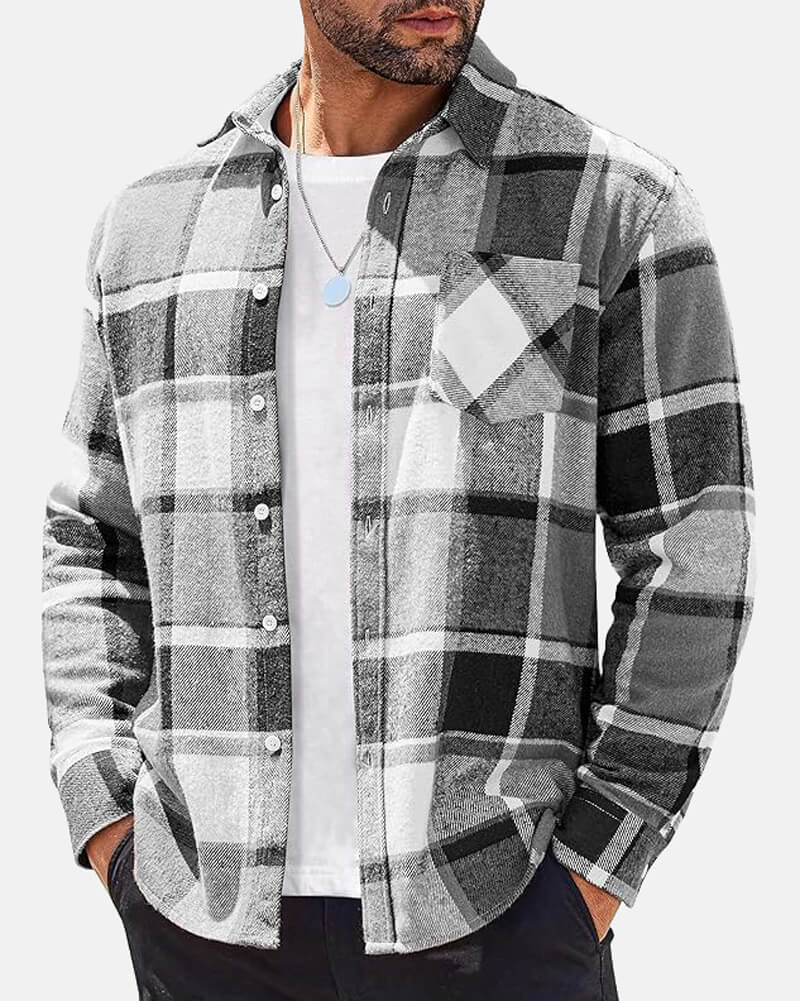 Casual Flannel Pocket Shirt Long Sleeve NAYS Pick