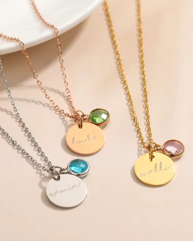 personalized name coin necklace with birthstone NAYS Pick