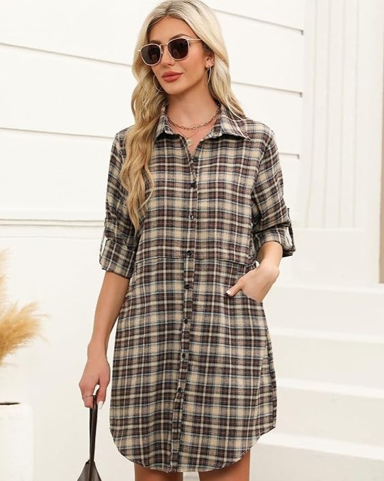 women's flannel shirt rolls up or long sleeve nays pick