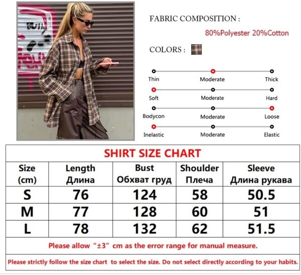 women's flannels shirt size chart