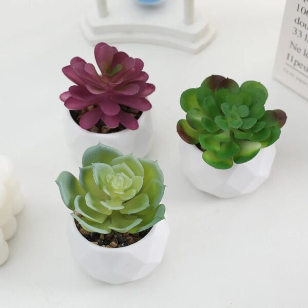 artificial succulent plants on table