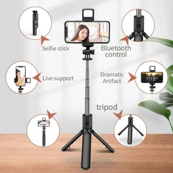 Tripod and Selfie Stick with LED Fill Light - Image 2