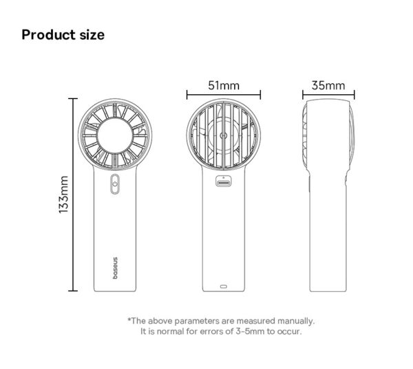 handheld fan size