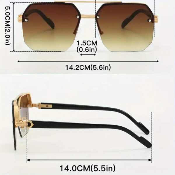 square rimless sunglass size