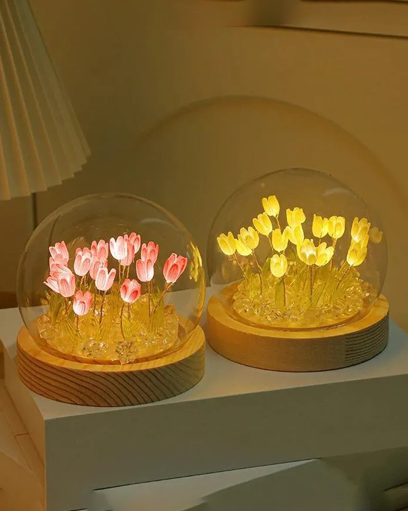 Artificial Tulip Night Lamp with Glass Dome NAYS pick